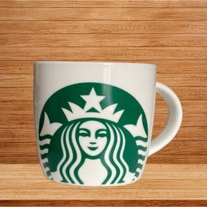 Starbucks Coffee Cup Mug 14oz White Green Siren Mermaid Curved Barrel Logo 2017